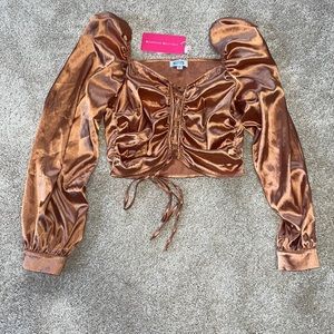 Beginning Boutique Elegance Crop Top Gold